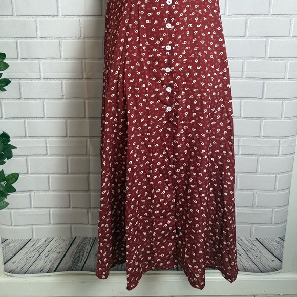 SHEIN Casual Red Puff Sleeve V-Neck Midi Sundress/size L - Picture 7 of 11